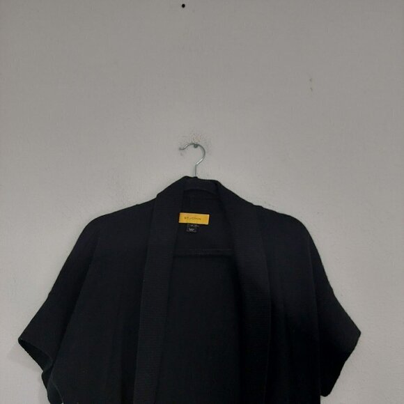 ST. JOHN Women's Black Open Front Cocoon Shrug Cardigan Kint Sweater Size P (S) - Picture 2 of 7